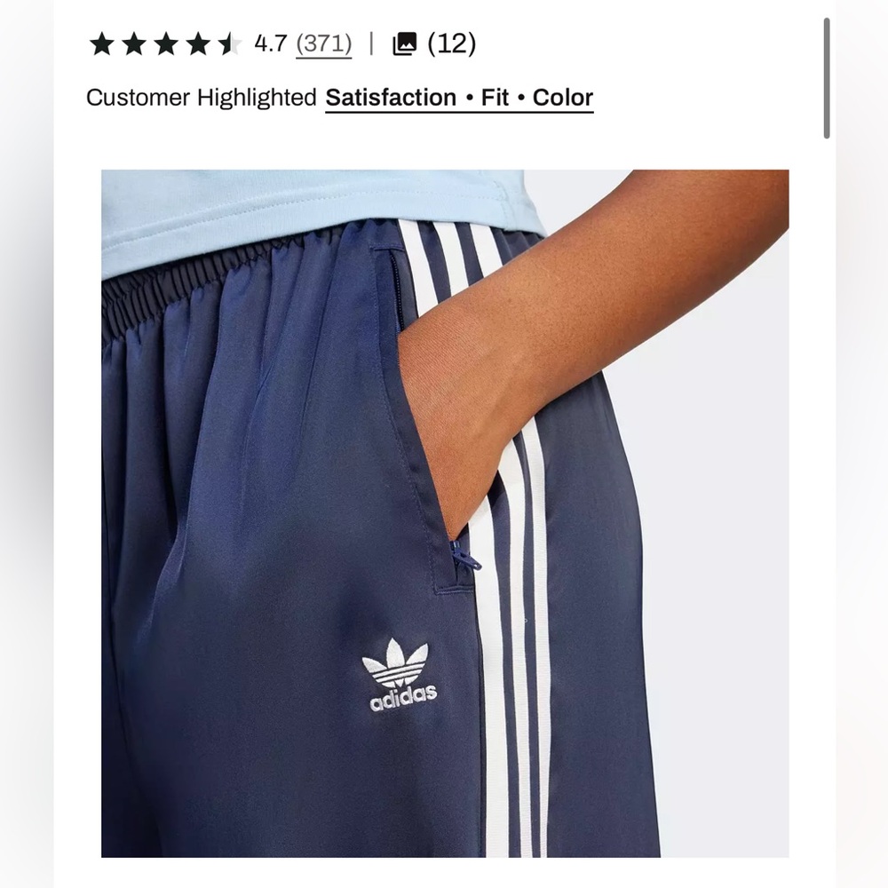 Adidas Satin Wide Leg Track Pants - Picture 2 of 3